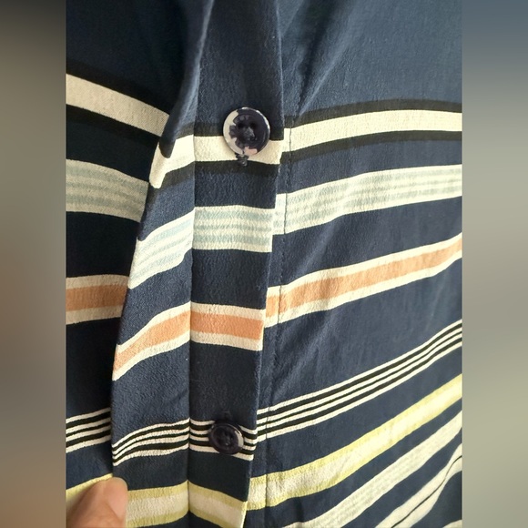 Equipment Silk Striped Sleeveless Shirt Dress Summer Dress Medium Blue Stripe - Picture 5 of 8